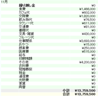 ベトナム生活費家計簿11月